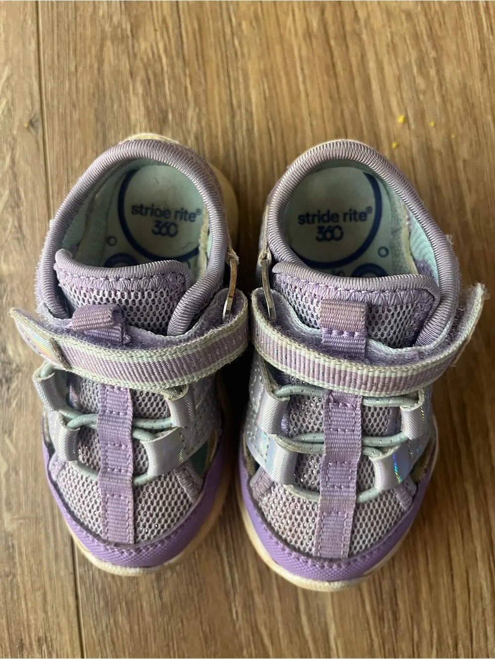 Stride Rite Purple with sparkle Sneakers and White Bow Sandals size 5t